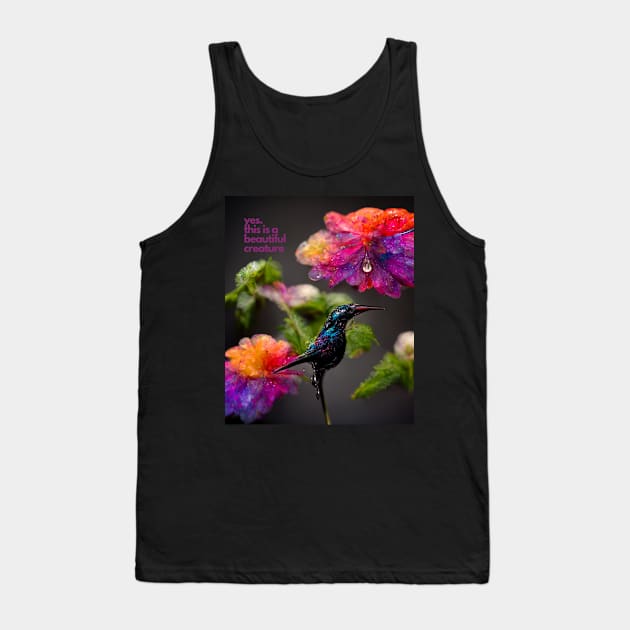 Beautiful black hummingbird - floral and bird theme Tank Top by Design-by-Evita